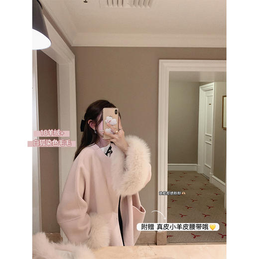 金蘑菇菇 伦敦甜心/娇贵少女氛围 狐狸毛毛领外套 商品图7