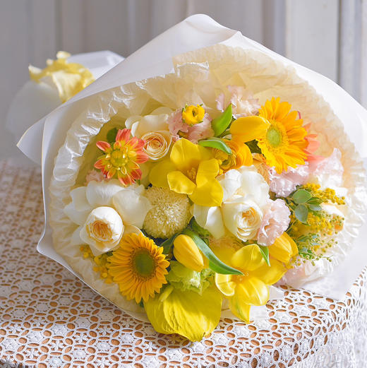 《法颂》清新柠檬黄郁金香花束奶油风 商品图4