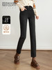 【专属特价】熙世界黑色抓毛牛仔裤女薄绒2025秋冬季新款高腰小个子直筒烟管裤 商品缩略图0