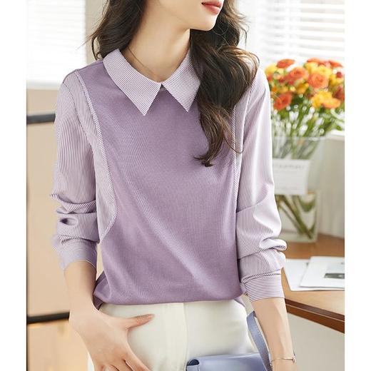 卫衣女长袖秋季新款紫色洋气韩版宽松春秋设计感假两件上衣 商品图1