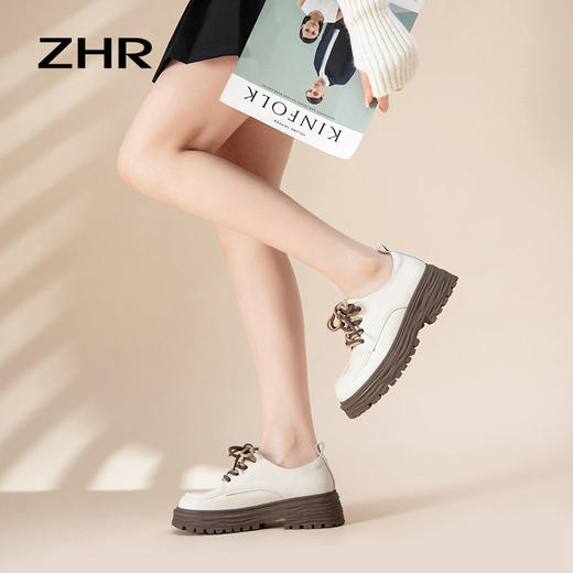 ZHR厚底英伦风小皮鞋女2023秋季新款美拉德单鞋韩系百搭女鞋 商品图7