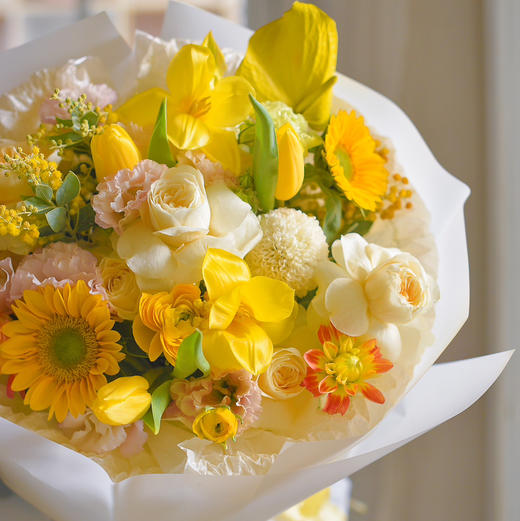 《法颂》清新柠檬黄郁金香花束奶油风 商品图2