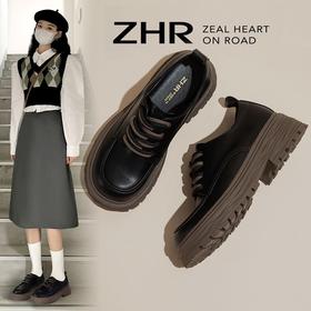 ZHR厚底英伦风小皮鞋女2023秋季新款美拉德单鞋韩系百搭女鞋