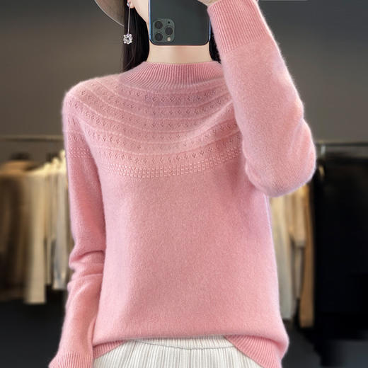 丁摩 一线成衣羊毛衫女纯羊毛洋气毛衣纯色半高领3ZF-DMR-224 商品图1