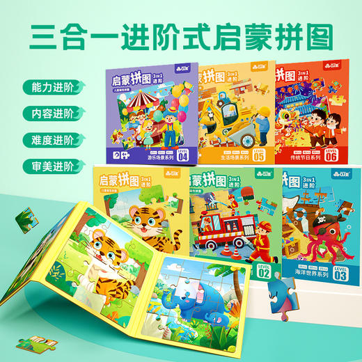 【磁力三合一进阶启蒙拼图】儿童益智磁性拼图  磁力早教宝宝平图  3到6岁儿童玩具 商品图0