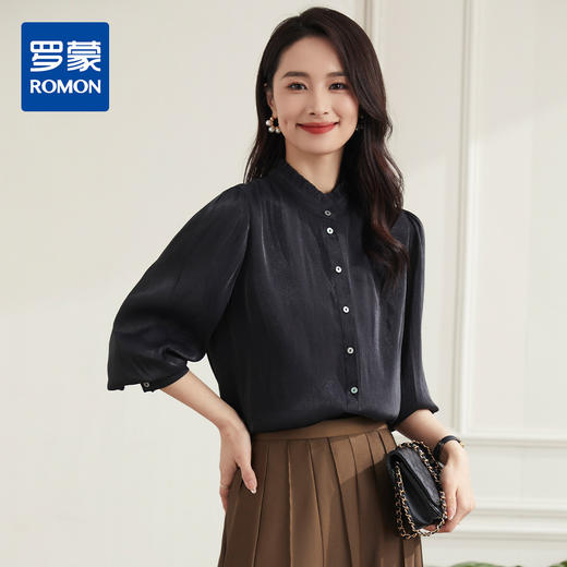 【时尚优雅】罗蒙四季款女式长袖衬衫百搭职场简约商务通勤日常衬衫女 商品图6