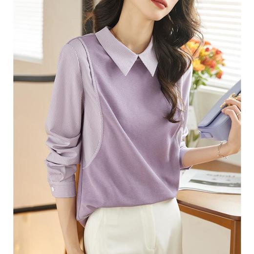 卫衣女长袖秋季新款紫色洋气韩版宽松春秋设计感假两件上衣 商品图2