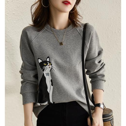 卫衣女长袖秋季新款潮外穿春秋款洋气学生韩版宽松圆领上衣 商品图3