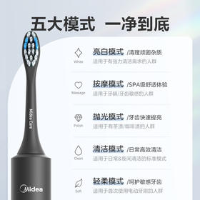 美的（Midea）S1P 电动牙刷成人/学生 声波震动 300天长续航 智能换区 软毛刷头*2 情侣款 礼物 （1）
