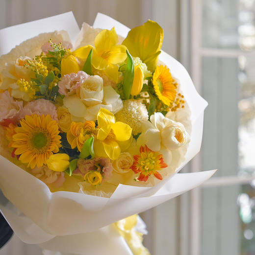 《法颂》清新柠檬黄郁金香花束奶油风 商品图3