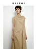 HIDEMI 沙丘色极简不对称雕塑感褶皱特殊工艺纸感立裁连衣裙长裙 商品缩略图2