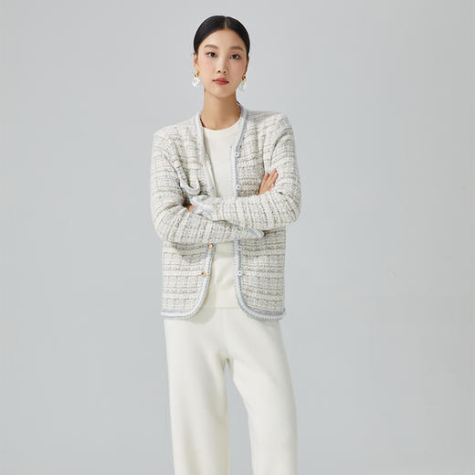 东黎 • 山羊绒女士秋冬圆领小香风开衫 3313 商品图3