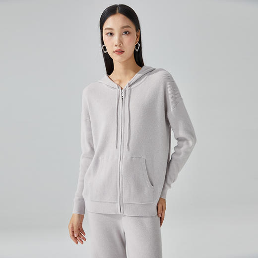 东黎 • 小山羊绒女士秋冬运动连帽休闲开衫 21BBC38 商品图1