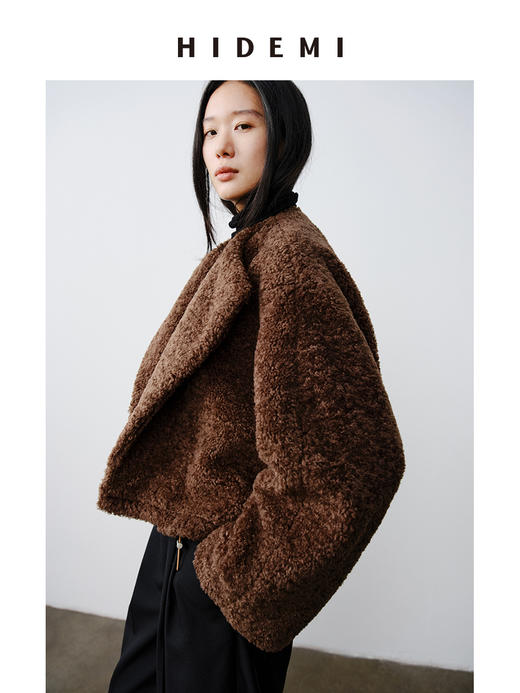 HIDEMI 翻领可调节抽绳设计感环保皮草大衣 短款/长款 商品图7