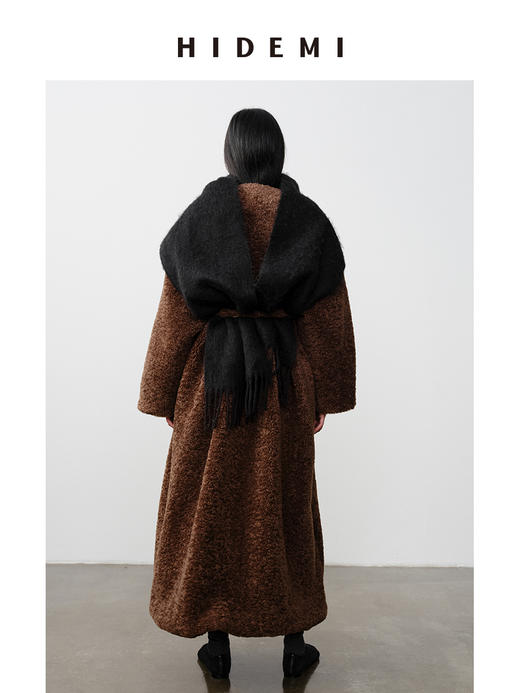 HIDEMI 翻领可调节抽绳设计感环保皮草大衣 短款/长款 商品图1