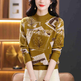 半高领印花毛衣，洋气内搭打底衫CC-101-F892