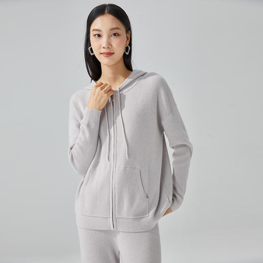 东黎 • 小山羊绒女士秋冬运动连帽休闲开衫 21BBC38 商品图2