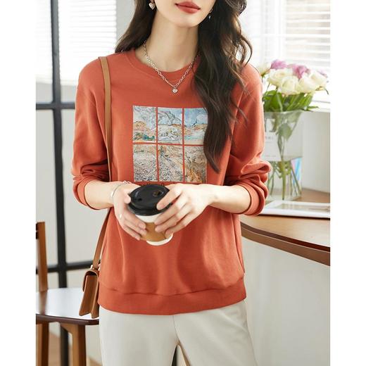 卫衣女长袖秋装新款洋气春秋款学生韩版宽松圆领设计感上衣 商品图1