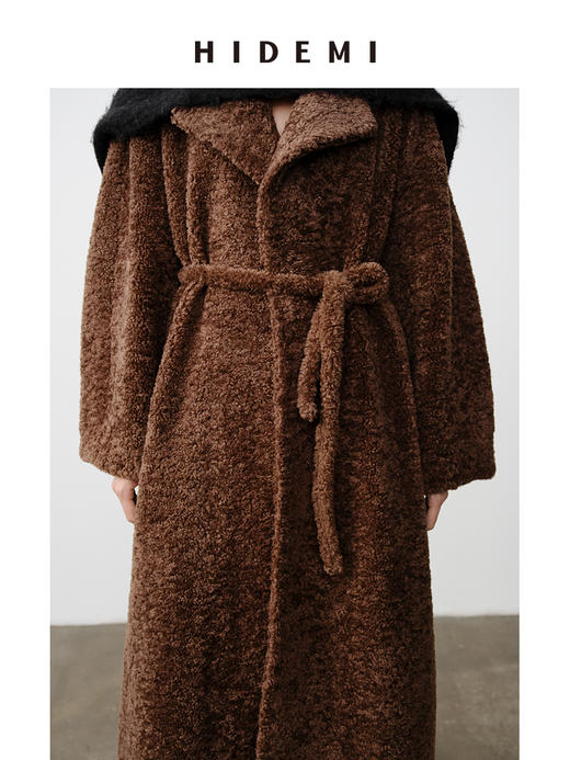 HIDEMI 翻领可调节抽绳设计感环保皮草大衣 短款/长款 商品图3