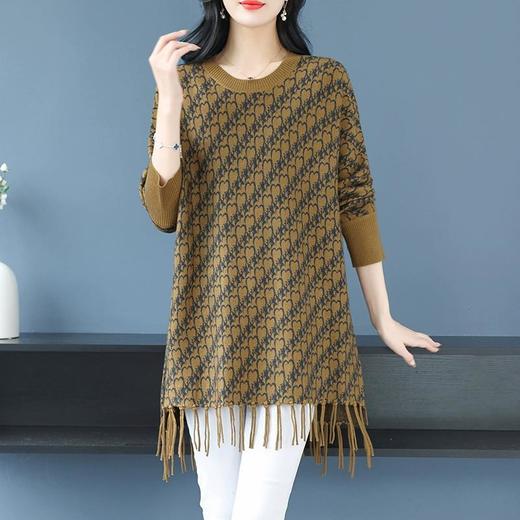 新款女士毛衣内搭，秋冬季打底衫小个子流苏中长款宽松连衣裙CC-26-7297 商品图2