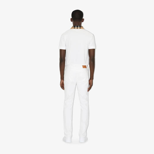 【一】BURBERRY 巴宝莉 男士格纹衣领棉质短袖 Polo 衫 白色 8071621 A1464 商品图3
