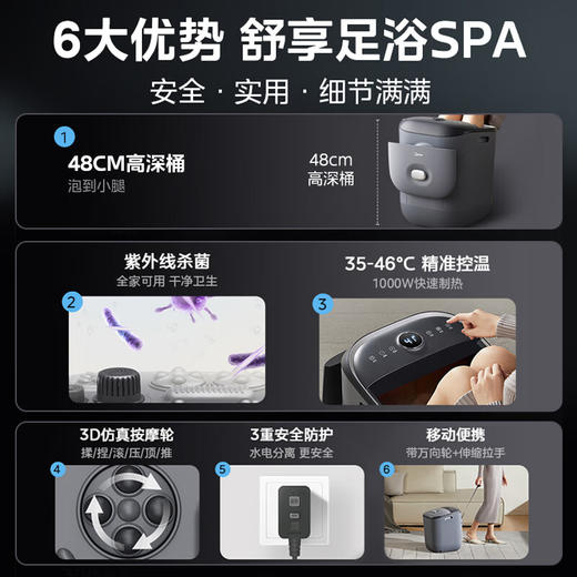美的（Midea）ZL2 泡脚桶足浴盆全自动按摩泡脚桶洗脚盆智能高深桶杀菌桶家用送男女朋友礼物 送父母礼物 商品图1
