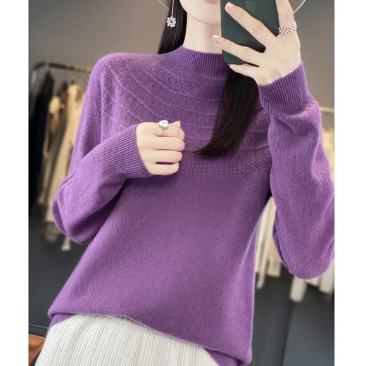 丁摩 一线成衣羊毛衫女纯羊毛洋气毛衣纯色半高领3ZF-DMR-224 商品图0