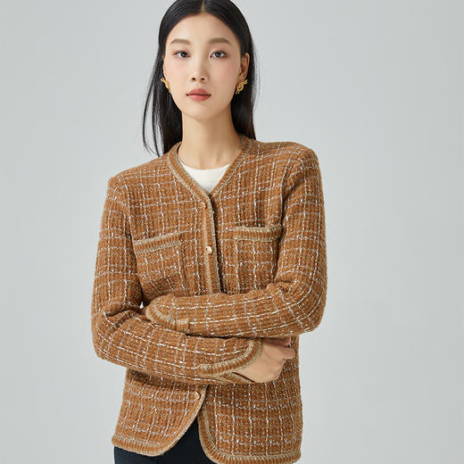 东黎 • 山羊绒女士秋冬圆领小香风开衫 3313 商品图6