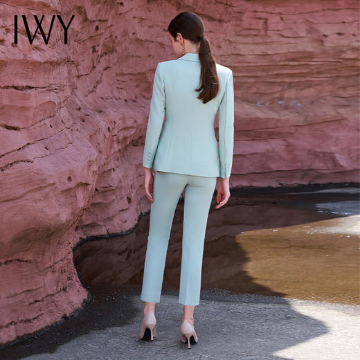 IWY/秋冬新款蓝色工作西服套裤女气质西装外套修身设计感白领C12307+P11385 商品图3