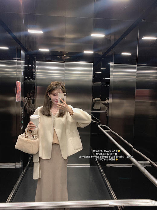 金蘑菇菇 玛德琳/ 中式洋气宽松双面呢大衣短外套 商品图3