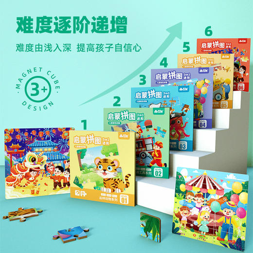 【磁力三合一进阶启蒙拼图】儿童益智磁性拼图  磁力早教宝宝平图  3到6岁儿童玩具 商品图1