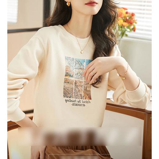卫衣女长袖秋装新款洋气春秋款学生韩版宽松圆领设计感上衣 商品图2