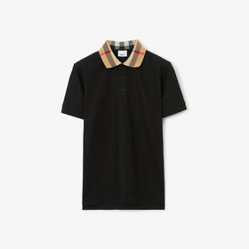 【一】BURBERRY 巴宝莉 男士格纹衣领棉质短袖 Polo 衫 黑色 8071620 A1189