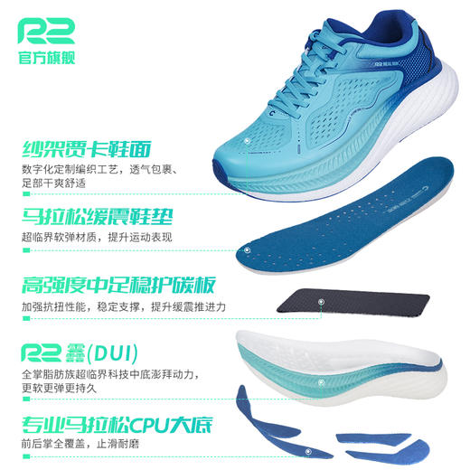 R2云跑碳术1.0厚底缓震跑鞋碳板马拉松跑步鞋超轻软弹运动鞋男女 商品图3