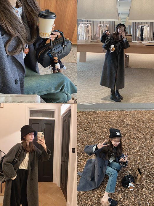 金蘑菇菇 重磅复活 五代黑标唐晶/经典宽松休闲中长款双面呢大衣 商品图2