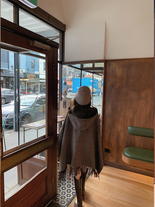 金蘑菇菇 霍格沃茨冬日礼 斗篷三件套 /高级俏皮格子连帽羊毛斗篷 商品图4