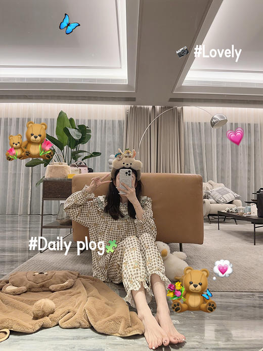 金蘑菇菇 小熊家居服系列 / 日系可爱全棉睡衣套装 商品图4