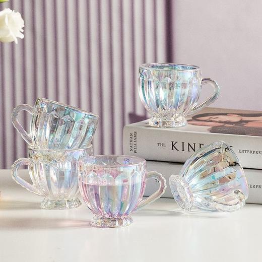 彩色轻奢玻璃杯网红创意家用套装牛奶奶茶咖啡果汁杯架高颜值杯子 商品图5