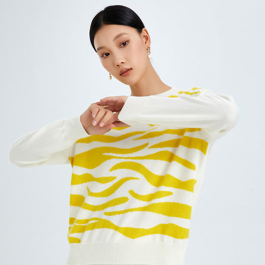 东黎 • 山羊绒女士秋冬提花圆领套衫 2635 商品图7