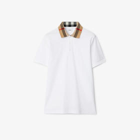【一】BURBERRY 巴宝莉 男士格纹衣领棉质短袖 Polo 衫 白色 8071621 A1464