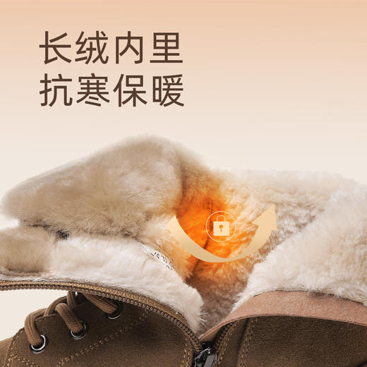 信诺真皮雪地靴女士2023新款冬季女鞋子加绒加厚棉鞋羊毛保暖短靴X3M309010 商品图2