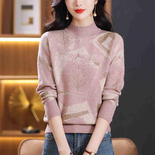 半高领印花毛衣，洋气内搭打底衫CC-101-F892 商品图1