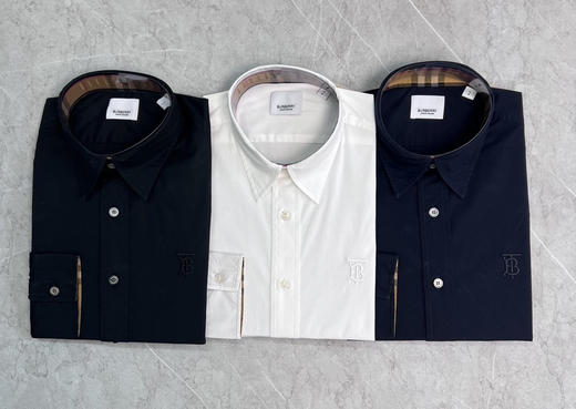 男士长袖衬衫。深蓝色。白色。黑色 商品图2