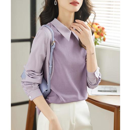 卫衣女长袖秋季新款紫色洋气韩版宽松春秋设计感假两件上衣 商品图3