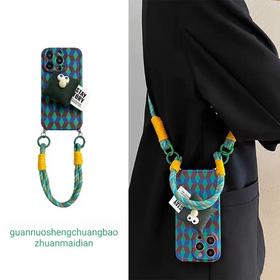 孔雀蓝绿枕头支架vivox90手机壳x80斜跨x70pro网红女x60手提绳s16