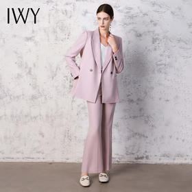 IWY/时尚优雅粉色西装外套女秋冬新款复古职业西服套裤主持人C13520+P33520