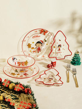 摩登主妇樱桃小丸子圣诞玻璃碗盘耐高温盘子可爱沙拉酸奶碗