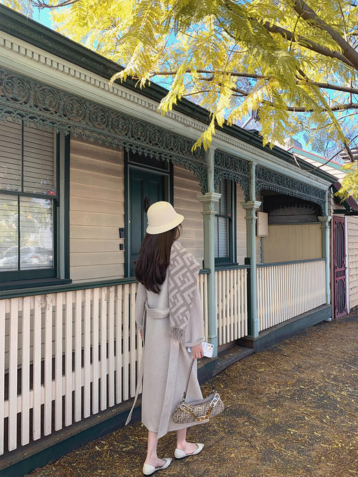 金蘑菇菇 重磅复活 五代黑标唐晶/经典宽松休闲中长款双面呢大衣 商品图3