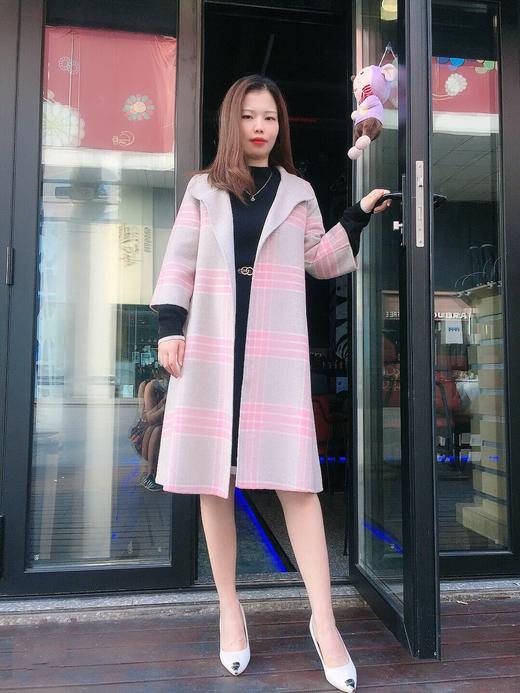 163C087--粉色纯羊毛双面呢中袖大衣--《乌鲁克雪花石膏大瓶》-《两河文明》 商品图5