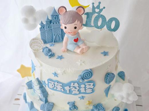 男孩款 艾伦小王子 男宝宝 翻糖蝴蝶结 周岁 满月 百天蛋糕 商品图1